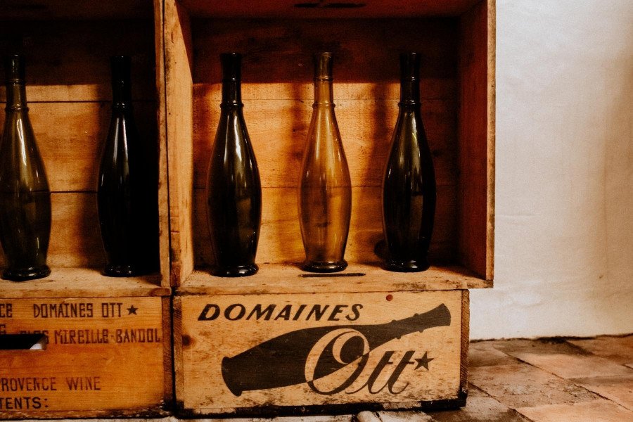 Vintage cases of Domaines Ott at Clos Mireille