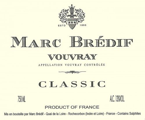 Label for {materiallist:brand_name} Vouvray Chenin Blanc {materiallist:vintage}