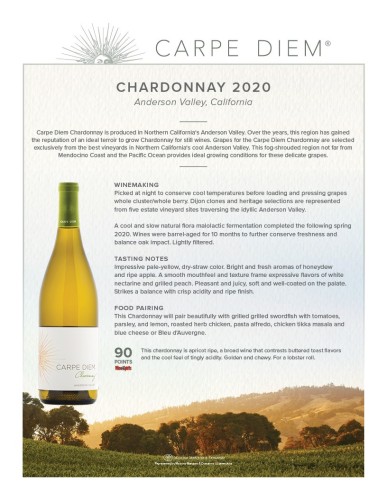 Sell Sheet for {materiallist:brand_name} Chardonnay  2020