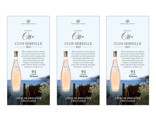 Shelf Talker for {materiallist:brand_name} Clos Mireille Côtes de Provence Rosé 2023
