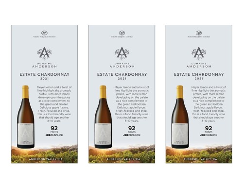 Shelf Talker for {materiallist:brand_name} Estate Chardonnay 2021