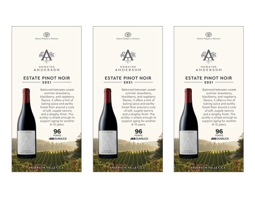 Shelf Talker for {materiallist:brand_name} Estate Pinot Noir 2021