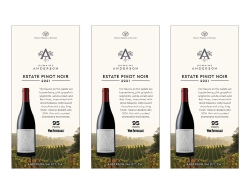 Shelf Talker for {materiallist:brand_name} Estate Pinot Noir 2021