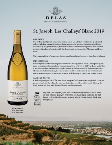Sell Sheet for {materiallist:brand_name} St. Joseph Les Challeys Blanc 2019