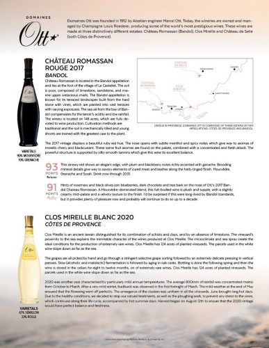 Sell Sheet for {materiallist:brand_name} Château Romassan Bandol Rouge 2017