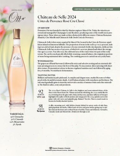 Sell Sheet for {materiallist:brand_name} Château de Selle Côtes de Provence Rosé 2024