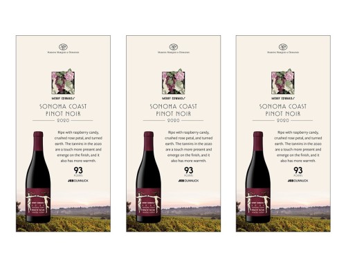 Shelf Talker for {materiallist:brand_name} Sonoma Coast Pinot Noir 2020