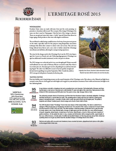 Sell Sheet for {materiallist:brand_name} L’Ermitage Rosé 2015
