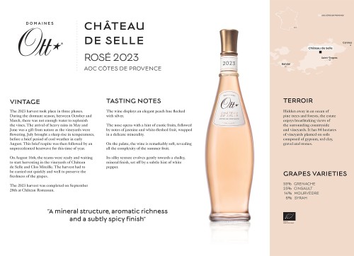 Winery Tech Sheet for {materiallist:brand_name} Château de Selle Côtes de Provence Rosé 2023