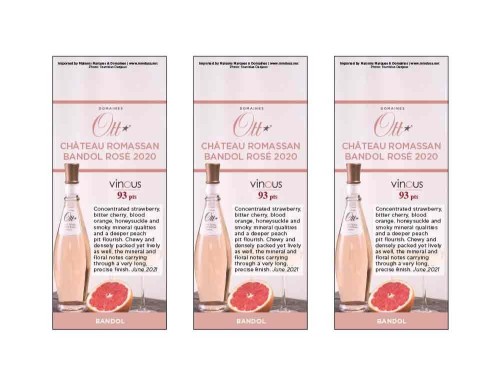 Shelf Talker for {materiallist:brand_name} Château Romassan Bandol Rosé 2020